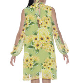 Rochie mini voal Sun Flower Bloom, maneci decupate