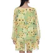 Rochie mini voal Sun Flower Bloom, maneci bufante