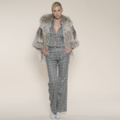 Haina blana naturala lynx, selectie speciala, gluga ampla, 65cm