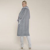Haina blana naturala vizon pe suport lana, light gray, 120cm