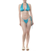 Costum baie 2 piese sutien triunghi reglabil ascutit si bikini snur reglabil talie, Emerald