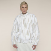 Bluzon blana naturala vizon, alb cu insertii Pearl, 60cm