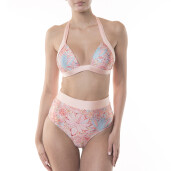 Sutien plaja, push-up cu funde late, Paisley Cipria