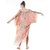 Kimono lung matase naturala 100%, Paisley Cipria