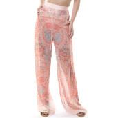 Pantaloni voal Paisley Cipria