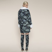 Haina Piele Pictata cu finisaje din blana naturala Rex-Chinchilla,90 cm