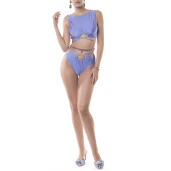 Costum baie 2 piese bustiera cerc cret cu snur si bikini brazilian cerc cret cu snur, Lilla