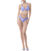 Costum baie 2 piese,sutien triunghi push-up funde late  si bikini brazilian cret spate si 4 snururi, Lilla