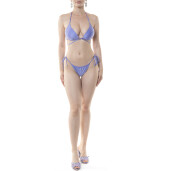 Costum baie 2 piese sutien push up triunghi si bikini brazilian reglabil, Lilla