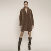 Cizme blana naturala shearling animal print, maro