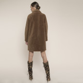 Haina blana naturala miel Australian, rever scurt, camel, 90cm