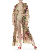 Kimono lung deschis matase naturala 100%, Secret Garden