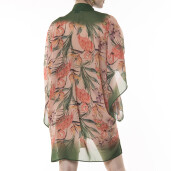 Kimono mini deschis Tropical Breeze, voal transparent