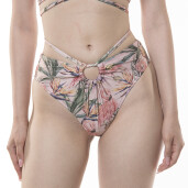 Costum baie 2 piese, bustiera cerc incretit cu snur si bikini brazilian cerc cret talie si snur, Tropical Breeze