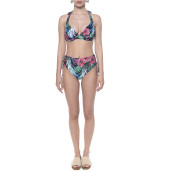 Costum baie 2 piese Jungle Vibe, sutien armatura metal si slip brazilian cu sistem reglabil 