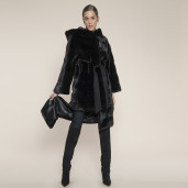 Haina lunga cu gluga 3 in 1, special black mink selection, 107cm