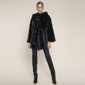 Haina lunga cu gluga 3 in 1, special black mink selection, 107cm