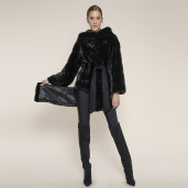 Haina lunga cu gluga 3 in 1, special black mink selection, 107cm