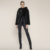 Haina lunga cu gluga 3 in 1, special black mink selection, 107cm