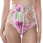 Bikini brazilian inalt ,capse si cordon, Wild Orchid