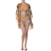 Kimono mini deschis Marble Bronze, voal transparent