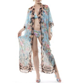 Kimono lung deschis voal, Dreamy Garden