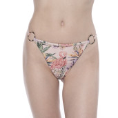 Costum baie 2 piese Tropical Breeze, sutien triunghi push-up cu inel si slip brazilian talie joasa cu sistem reglabil 2 inele