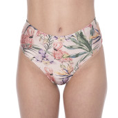 Costum baie 2 piese Tropical Breeze, bustiera volan umar si slip brazilian talie semi-inalta