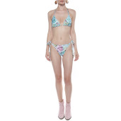 Costum baie 2 piese Dreamy Garden, sutien simplu triungi, slip bikini reglabil cu snur