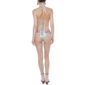 Costum baie 2 piese Dreamy Garden, sutien simplu triungi, slip bikini reglabil cu snur