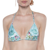 Costum baie 2 piese Dreamy Garden, sutien simplu triungi, slip bikini reglabil cu snur