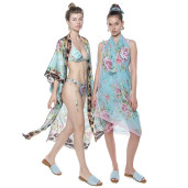 Light kimono, 100% silk, Dreamy Garden print