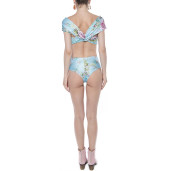 Costum baie 2 piese Dreamy garden, sutien bustiera volan umar si slip brazilian semitalie