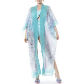 Kimono deschis Paisley Aqua, voal transparent