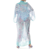 Kimono deschis Paisley Aqua, voal transparent