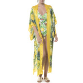 Kimono lung deschis matase naturala 100%, Sweet Lemonade