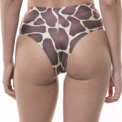 Costum baie 2 piese, bustiera pe un umar  cu inel si bikini brazilian semitalie, Safari Vibe