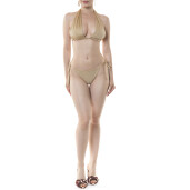 Bikini brazilian talie joasa cu snur reglabil, Gold