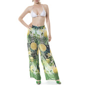 Pantaloni lungi voal Sweet Lemonade bordura verde