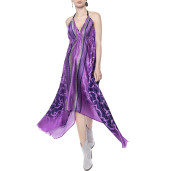 Rochie asimetrica matase 100%, imprimeu Cyclam Jewel