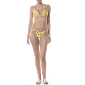 Costum baie 2 piese,sutien triunghi push up cu inel si bikini brazilian 2 inele, Sun Flower Bloom