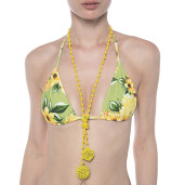 Costum baie 2 piese Sun Flower Bloom, sutien triunghi reglabil, slip brazilian snur