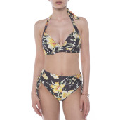 Swimsuit 2 pieces Dancing Flowers, wire cup bra, adjustable sort slip