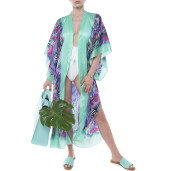 Kimono deschis, matase 100%, imprimeu Safari Vibe 