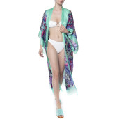 Kimono deschis, matase 100%, imprimeu Safari Vibe