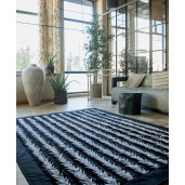 Carpet natural fur vizon, duo colors, black-gray