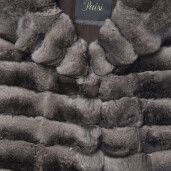 Vesta blana naturala chinchilla cu gluga, culoare naturala, 60cm