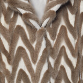 Jacheta blana naturala vizon, beige & white, 50cm