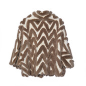 Jacheta blana naturala vizon, beige & white, 50cm