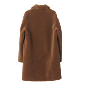 Palton shearling tip lana rever scurt, camel, 90 cm